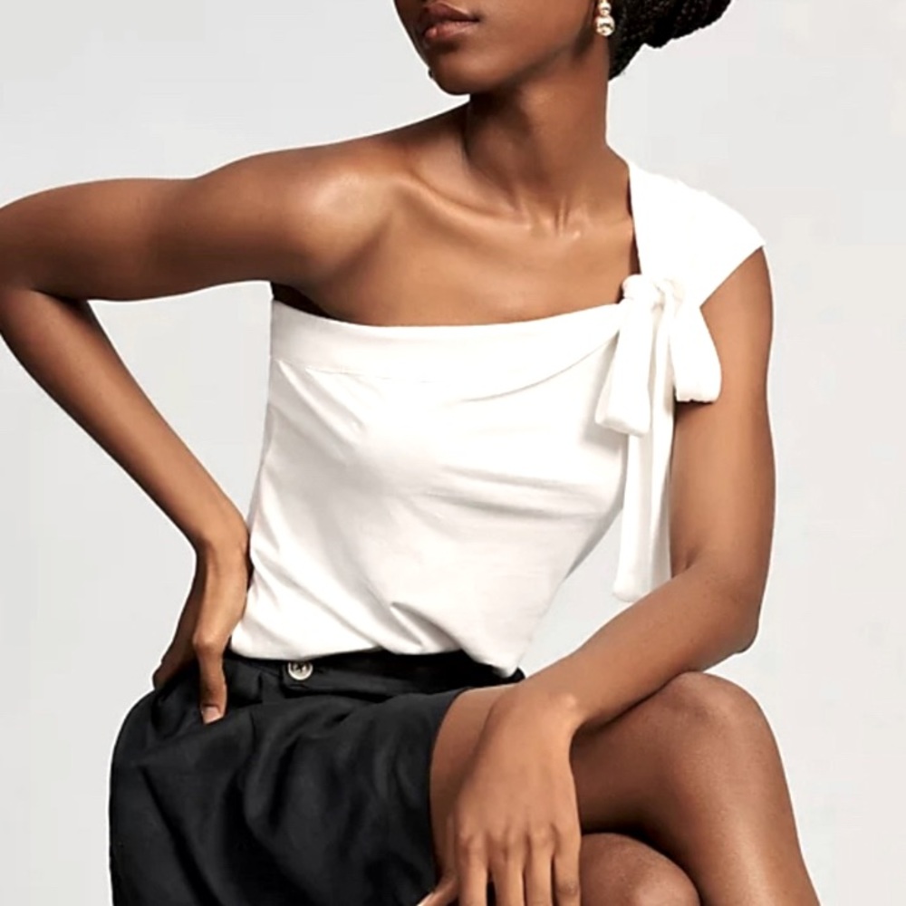 Maeve off shoulder ivory top with bow